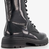 Dames lak veterboots zwart