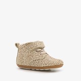 Groot leren babyschoenen beige met stippenprint