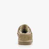 Gevoerde suede heren pantoffels taupe