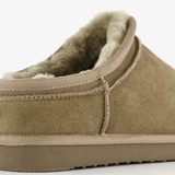 Gevoerde suede heren pantoffels taupe