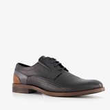 Van Beers leren heren veterschoenen zwart dessin