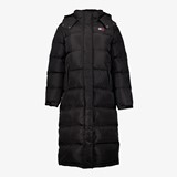 Lange gewatteerde dames jas zwart