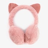 Fluffy meisjes oorwarmer met oortjes roze