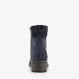 Veterboots blauw met gebreid detail