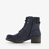 Veterboots blauw met gebreid detail