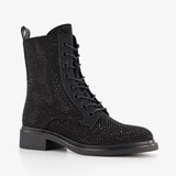 Blue Box dames veterboots met strass steentjes