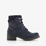 Veterboots blauw met gebreid detail