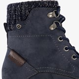 Veterboots blauw met gebreid detail