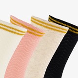 5 paar lange kindersokken roze wit zwart