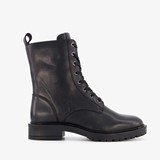 Leren dames veterboots zwart
