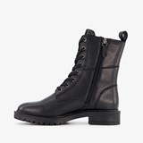 Leren dames veterboots zwart