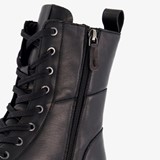 Leren dames veterboots zwart