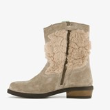 Leren meisjes western boots beige