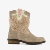 Leren meisjes western boots beige