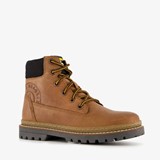 Braqeez leren jongens veterboots cognac