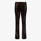 Dames glitter flared legging bruin