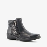 Natuform leren dames enkellaarsjes zwart