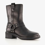 Harper leren dames biker boots met studs zwart
