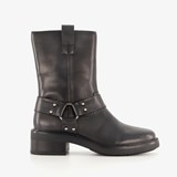 Leren dames biker boots met studs zwart