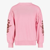 Meisjes sweater roze met bloemen