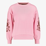 Meisjes sweater roze met bloemen
