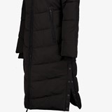 Lange gewatteerde dames parka jas zwart