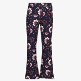 Meisjes flared broek met bloemenprint blauw