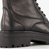 Leren dames veterboots zwart