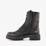 Leren dames veterboots zwart
