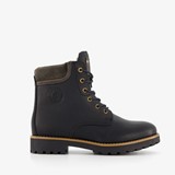 Leren dames veterboots zwart