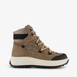 Leren dames veterboots beige zwart