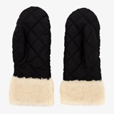 Gewatteerde dames wanten met imitatiebont zwart