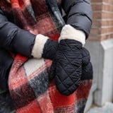 Gewatteerde dames wanten met imitatiebont zwart