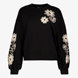 Dames sweater zwart met geborduurde bloemen