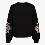 Dames sweater zwart met geborduurde bloemen