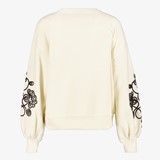 Dames sweater beige met geborduurde bloemen