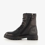 Leren meisjes veterboots zwart
