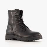 Groot leren meisjes veterboots zwart