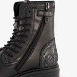 Leren meisjes veterboots zwart