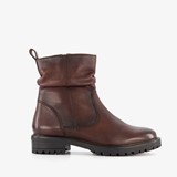 Leren dames enkellaarsjes bruin