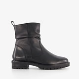 Leren dames enkellaarsjes zwart