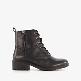 Leren dames veterlaarsjes zwart