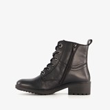 Leren dames veterlaarsjes zwart