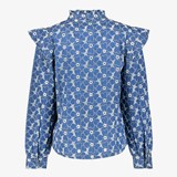 Dames blouse met bloemen blauw