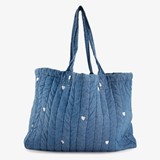 Dames schoudertas blauw met hartjes