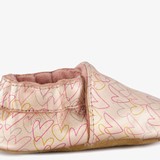 Leren babyschoenen roze met hartjes