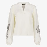 TwoDay dames blouse met geborduurde mouwen wit