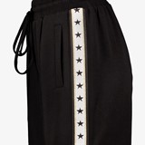 Wide leg broek met bies en sterren zwart