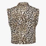 Dames gilet met strikjes luipaardprint