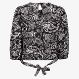 Dames blouse met paisley print zwart wit